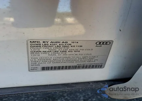 2015 Audi Q3 Premium Plus z USA, uszkodzony, nr VIN WA1BFCFS6FR004781